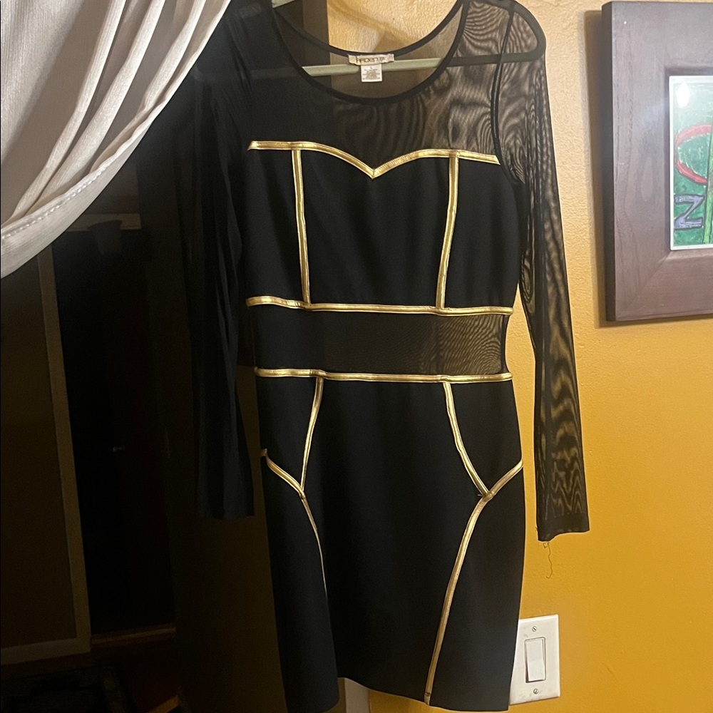 Black Dress with Gold Accents